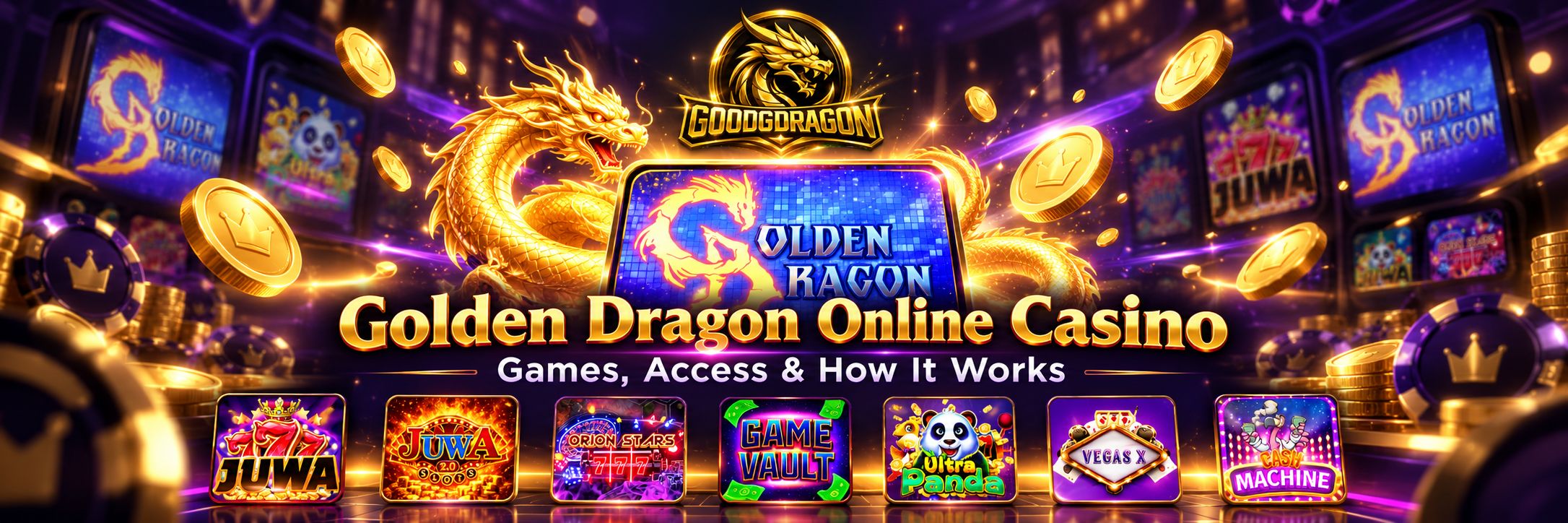 Golden Dragon online casino guide covering PlayGD access, games and mobile play